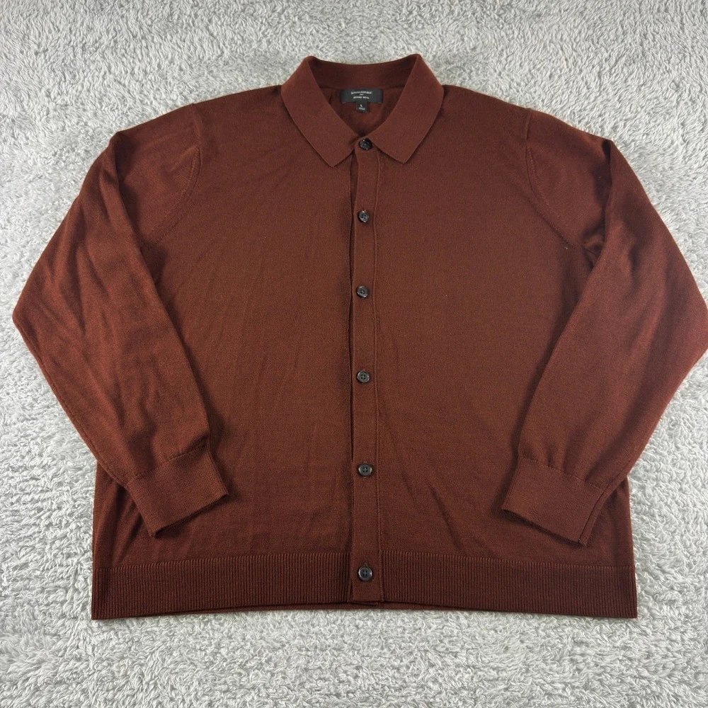 Banana Republic Mens Merino Wool Cardigan Sweater 2 Pack Navy Rust Size Large